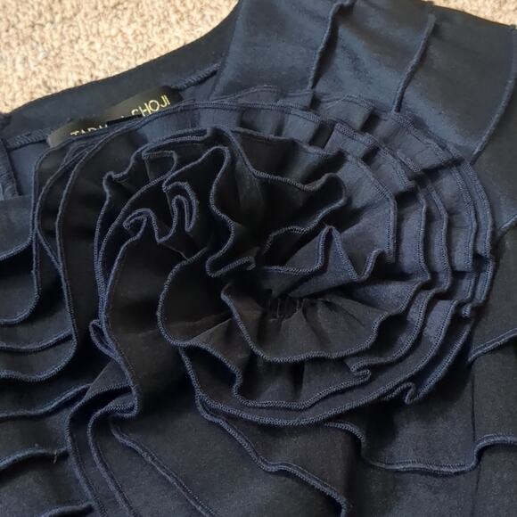 TADASHI SHOJI Women's Tiered Navy Floral Embellishment Cocktail Dress Size 8 - Picture 6 of 10